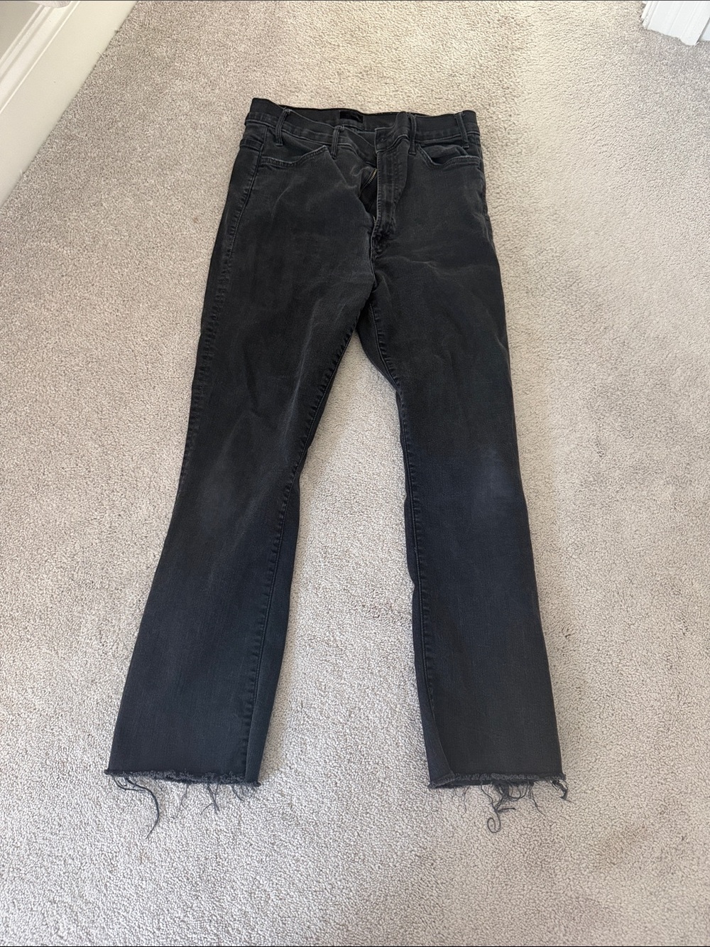 MOTHER Black Straight-Leg Jeans